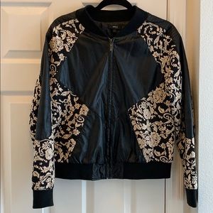 Moto jacket floral faux leather